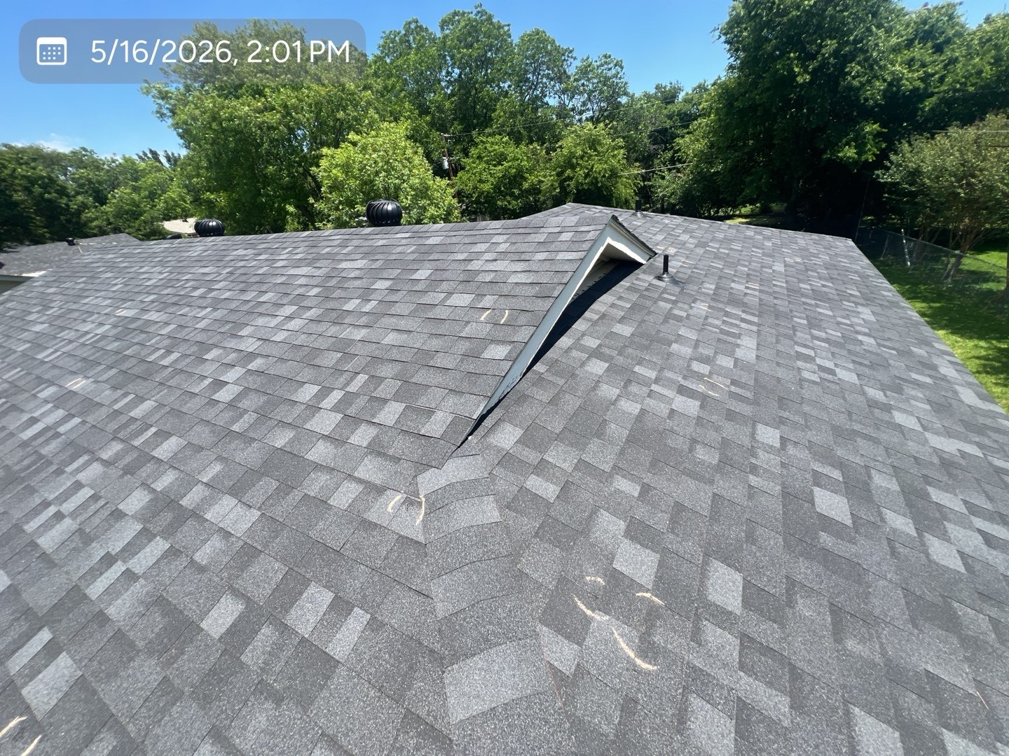 Roof areas marked during an MVP hail damage inspection