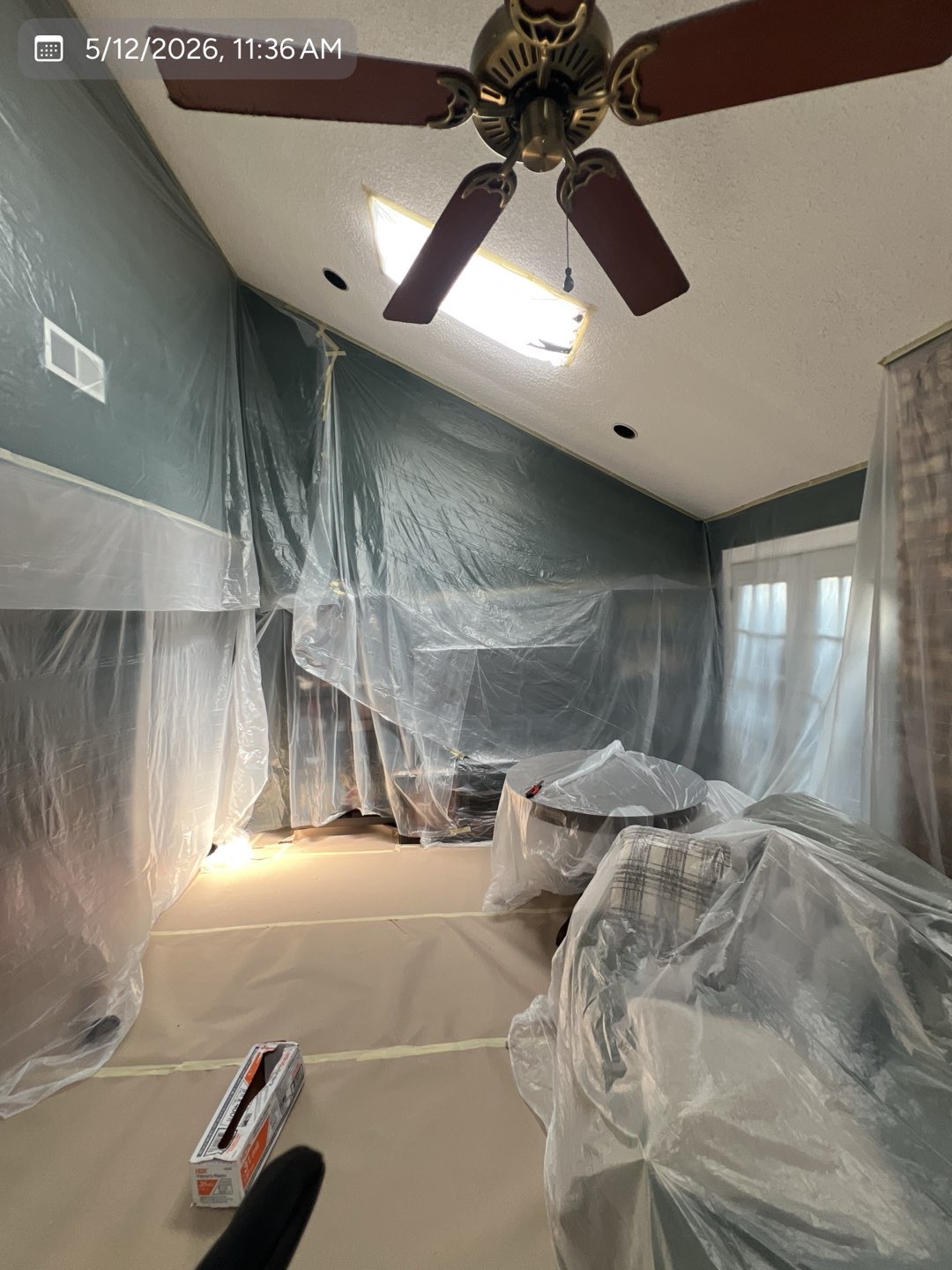 Room protected and prepared for interior painting by MVP