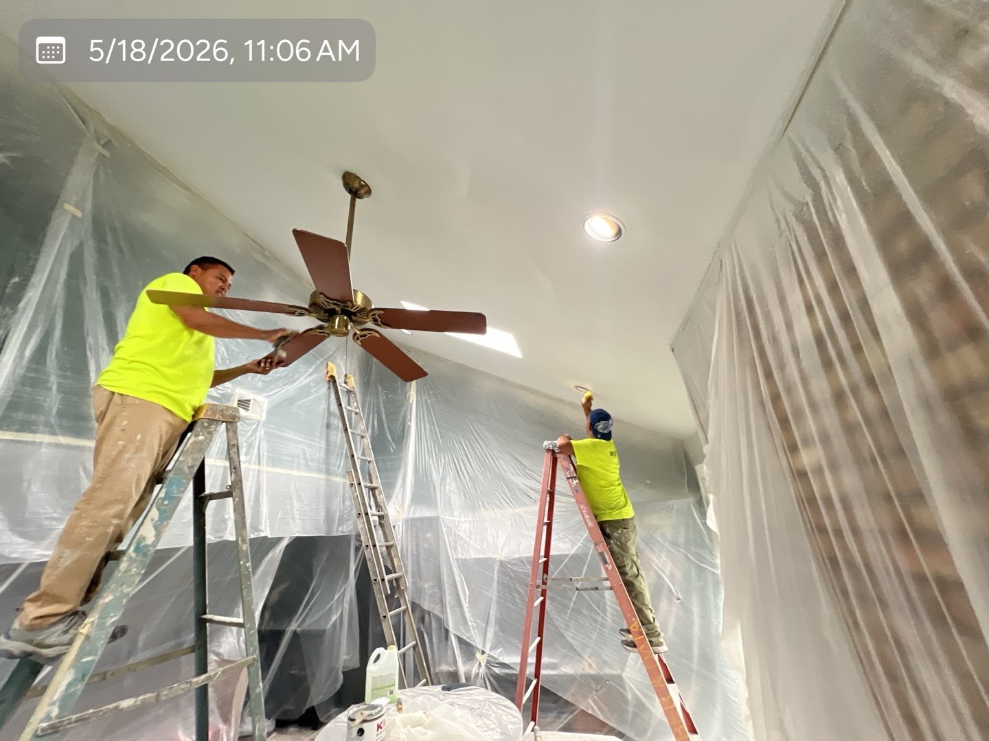 Interior room prepared for professional painting