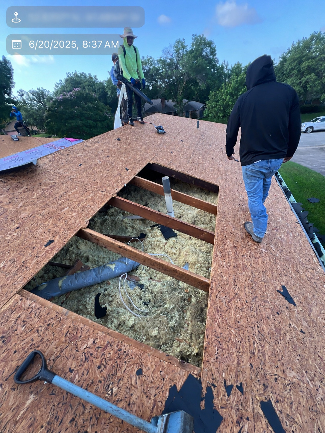 Rotted roof decking replacement during a residential roof installation